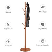Floor Coat Rack, 8 Hooks Vintage Wooden Tree Coat Rack Stand Free Standing Coat