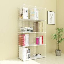 SIMPDIY Storage Rack with Metal Wire Mesh 9 Cubes Bookshelf