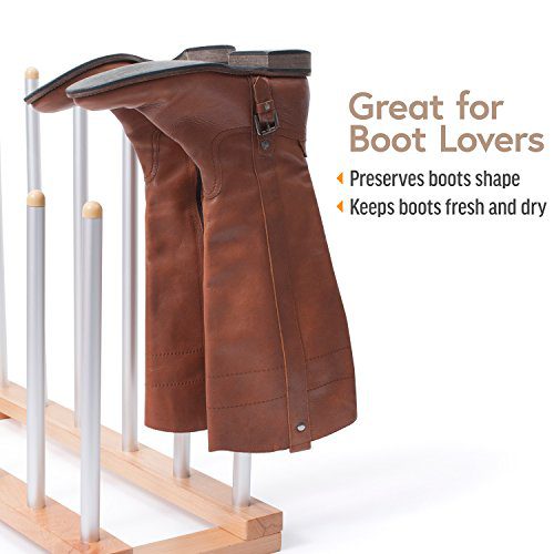 INNOKA 6 Pairs Boot Rack Organizer, Standing Wooden & Aluminum Storage