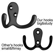 8 Pack Heavy Duty Double Prong Coat Hooks Wall Mounted with 20 Screws