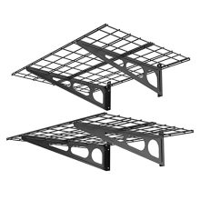 FLEXIMOUNTS 2' x 4' Black 2-Pack 2x4ft 24-inch-by-48-inch Wall Shelf Garage