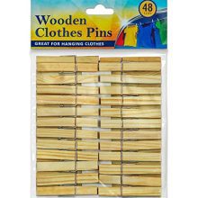 DecorRack Wooden Clothespins, Natural Wood Clothes Pegs, Arts and Craft Pins, Snack Clips, Indoor/Outdoor (Set of 48)