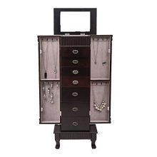 SSLine Free Standing Jewelry Armoire Cabinet Wood Jewelry Cosmetics Storage