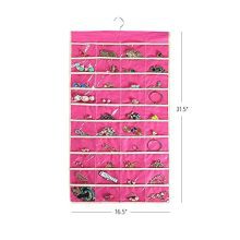 Hanging Jewelry Organizer Holder, 80 Pockets Double Sided Accessories Storage
