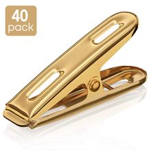 Clothespins Stainless Steel Laundry Clips - 40 Pack Bulk Clothes Pins with Heavy Duty, Metal Durable Clothes Pegs Multi-Purpose for Outdoor Clothesline Home Kitchen Travel Office Decor (Glod) ...