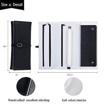 ONLVAN Travel Jewelry Roll Leather Travel Jewelry Case Bag Soft Travel Jewelry