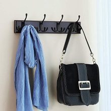 SONGMICS Wall Mounted Coat 16 Inch Rail Rack with 4 Tri-Hooks