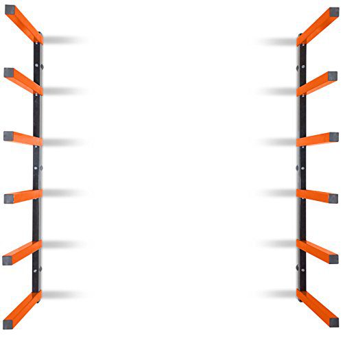 Six-Level 600 lb Capacity Lumber Storage Rack Wall-Mounted Both Indoor