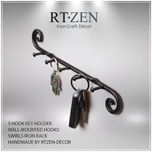 RTZEN 5 Hooks Swirls Decorative Rack for Hanging Home Organized