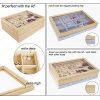 Mebbay Stackable Sackcloth Jewelry Trays Organizer Set with Clear Lid