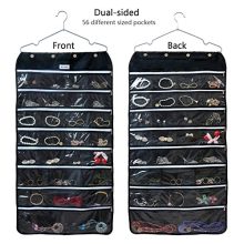 BB Brotrade Hanging Jewelry Organizer with Oxford Dual Side 56 Zippered Storage