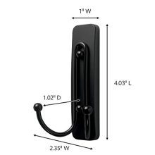 Command Matte Black Double Hook, Organize Damage-Free