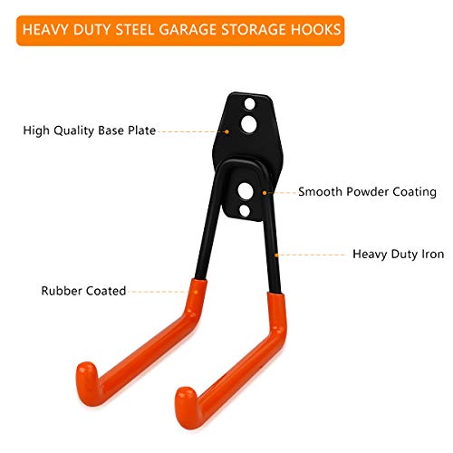 Garage Storage Utility Double Hooks, WOHOME 8-Pack Heavy Duty Wall Hooks