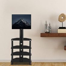 BBEN 4-Tiers Media Component Floor TV Stand with Swivel Mount Audio Shelf