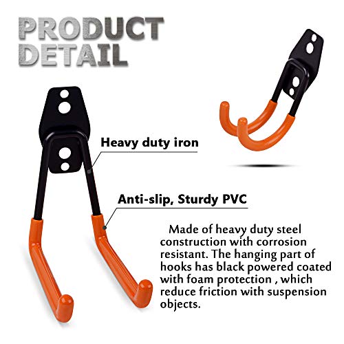 ZNCMRR Steel Garage Storage Utility Double Hooks, Heavy Duty Wall Hooks