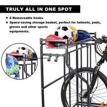Mythinglogic Bike Rack, Bicycle Holder with Baskets Collection Organizer