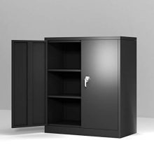 Lockable 2-Door Steel Garage Storage Cabinet with 2 Adjustable Shelves