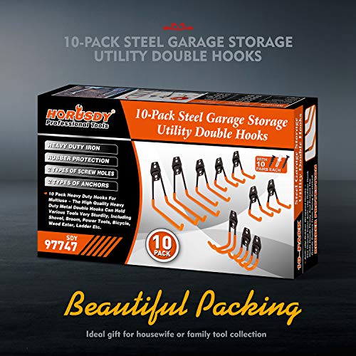 HORUSDY 10-Pack Garage Hooks, Heavy Duty Steel Garage Storage Hooks