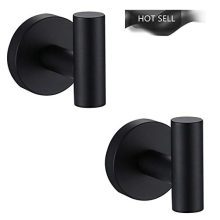 [2 Pack]Hanting Single Robe Hook, Matte Black Coat Hook
