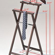 King's Brand Walnut Finish Solid Wood Suit Valet Rack Stand Organizer