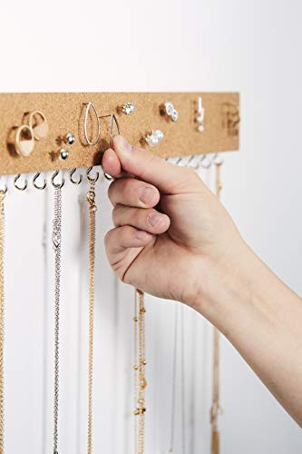 Stud Earring Organizer Hanging Holder with Cork Board