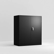 Lockable 2-Door Steel Garage Storage Cabinet with 2 Adjustable Shelves