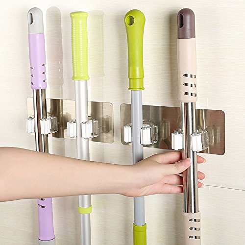 LIEJIE Mop and Broom Holder Wall Mounted Mop Organizer Holder Broom