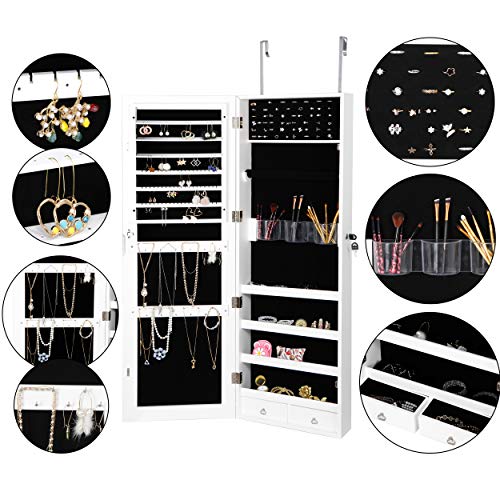 SUPER DEAL Upgraded 2in1 Jewelry Cabinet 47.3" H Wall/Door Mounted Jewelry