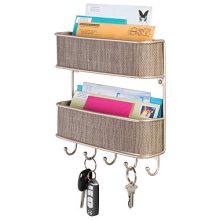 mDesign Wall Mount Metal Woven Mail Organizer Storage Basket