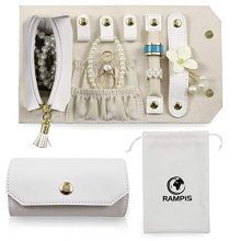 Rampis Travel Jewelry Organizer - Portable Jewelry Roll for Travel - Portable & Light Weight Jewelry Storage Organizer Bag for Daily Jewelries - Ideal for Carrying Bracelets, Earrings, Rings & More