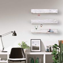 Large Wall Mounted Hanging Jewelry Organizer Set of 3, White Wall-Mounted