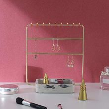 Nakko Modern Jewelry Organizer | Gold Metal 3 Tier Necklace and Earring Display