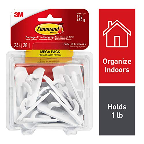 Command Utility Hooks, White, 24 hooks, 28 strips