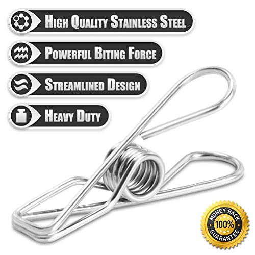 Clothespin 2.2" Pin,40 Pack Stainless Steel Wire Clip,Durable Metal Pin