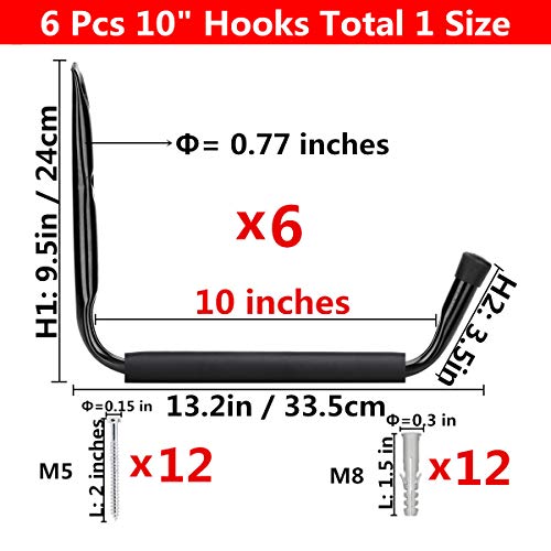 Garage Storage Jumbo Arm Hook Heavy Duty Wall Mount Organizer Utility Garden
