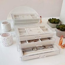 HerFav Jewelry Box for Women with 3 Drawers, Velvet Jewelry Organizer
