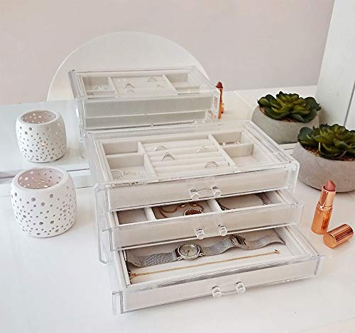 HerFav Jewelry Box for Women with 3 Drawers, Velvet Jewelry Organizer