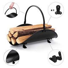 Fireplace Log Holder Indoor Black Hearth Fireset Birch Wood Holders Rack Firewood