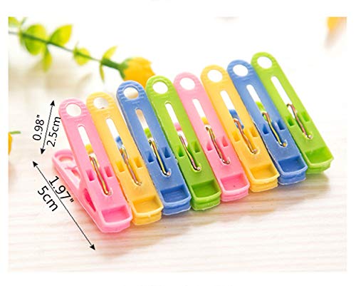 DurReus 2 Inch Small Plastic Colored Clothes Pins for Pictures Travel Laundry