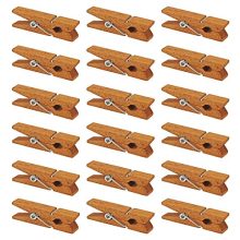 Mini Natural Wooden Clothespins, 60pcs, 1.4 Inch Photo Paper Peg Pin Craft Clips for Scrapbooking, Arts & Crafts, Hanging Photos (60pc Rustic Brown)