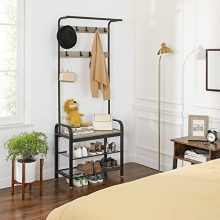 VASAGLE DAINTREE Coat Rack, Shoe Bench, Hall Tree, Entryway Storage Shelf