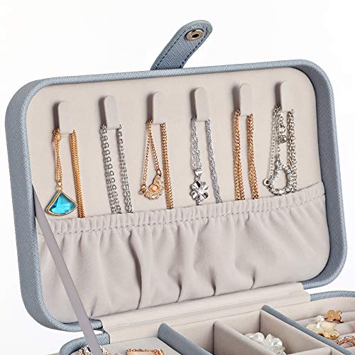 SONGMICS Travel Jewelry Box, Jewelry Organizer for Necklaces, Rings, Studs