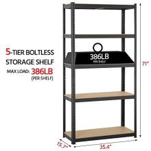 Topeakmart Adjustable 5-Shelf Garage Shelves Metal Storage Rack Shelving Unit