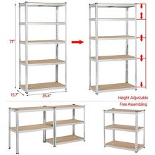 Yaheetech Heavy Duty Adjustable 5-Shelf Garage Shelving Storage Shelf Steel