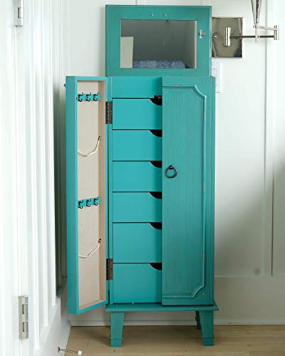 Alveare Home Cassidy Fully Locking Jewelry Armoire, Turquoise