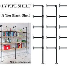 FOF Industrial Retro Wall Mount Iron Pipe Shelf,DIY Open Bookshelf