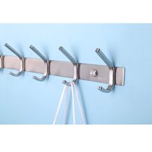 Brushed Nickel Stainless Steel Hook Rack - Durable and Stylish Wall-Mounted Utility Hanger for Home Organization