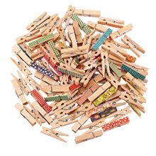 DECORA 3.5cm/1.38in Colorful Painted Wood Clothespin 100 Pieces