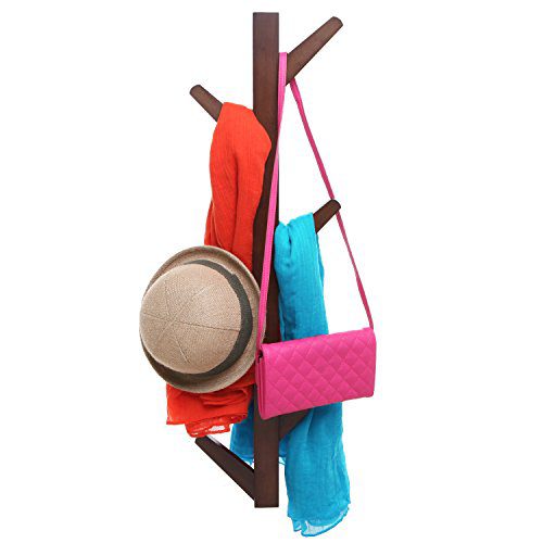 Modern Brown Bamboo Wall Mounted 6 Hook Hanging Storage Organizer