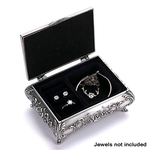 Hipiwe Vintage Metal Jewelry Box Small Trinket Jewelry Storage Box